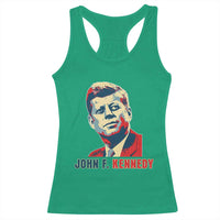 John F Kennedy American Flag US President Racerback Tank Top