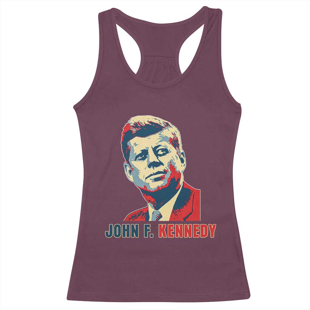 John F Kennedy American Flag US President Racerback Tank Top