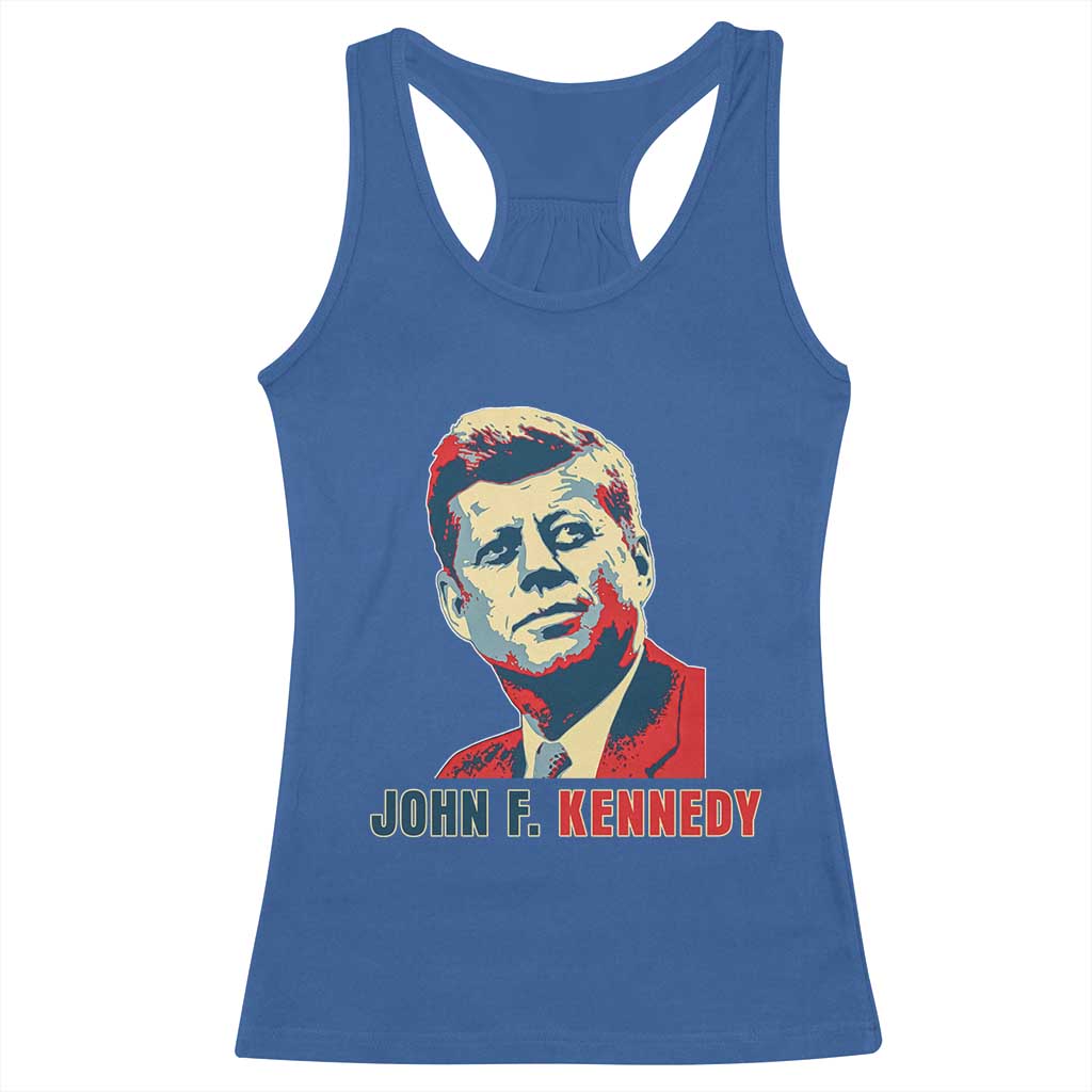 John F Kennedy American Flag US President Racerback Tank Top