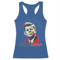 John F Kennedy American Flag US President Racerback Tank Top