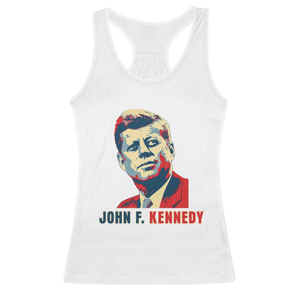 John F Kennedy American Flag US President Racerback Tank Top