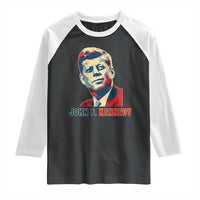 John F Kennedy American Flag US President Raglan Shirt