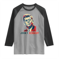 John F Kennedy American Flag US President Raglan Shirt