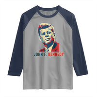 John F Kennedy American Flag US President Raglan Shirt