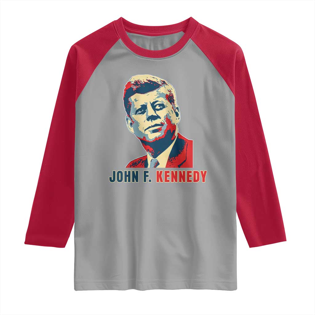 John F Kennedy American Flag US President Raglan Shirt
