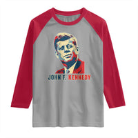 John F Kennedy American Flag US President Raglan Shirt