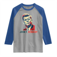 John F Kennedy American Flag US President Raglan Shirt
