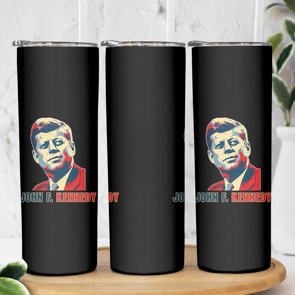 John F Kennedy American Flag US President Skinny Tumbler