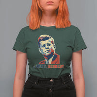 John F Kennedy American Flag US President T Shirt For Women