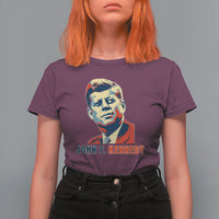 John F Kennedy American Flag US President T Shirt For Women