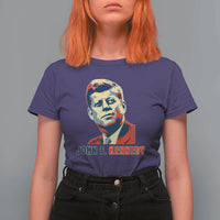 John F Kennedy American Flag US President T Shirt For Women
