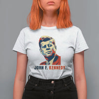 John F Kennedy American Flag US President T Shirt For Women