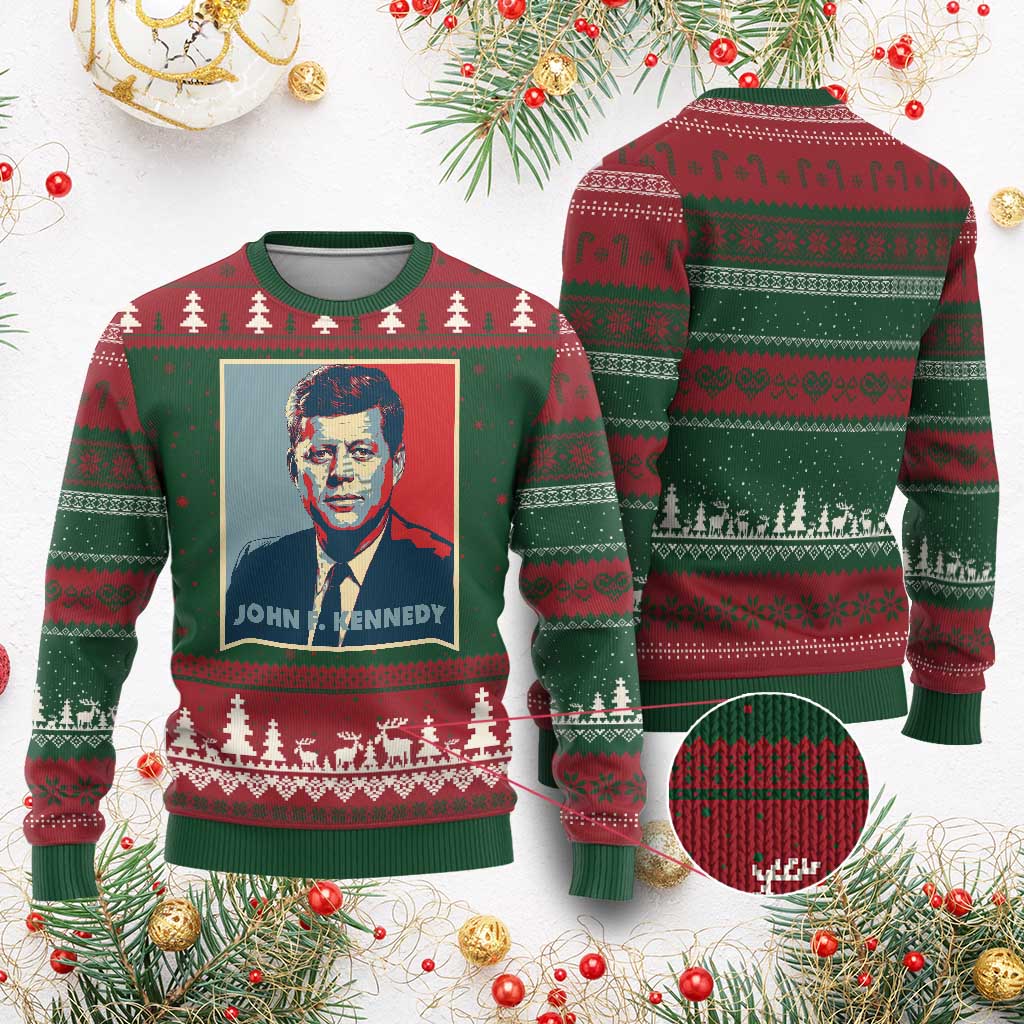 John F Kennedy Ugly Christmas Sweater American President History US Presidential Leader