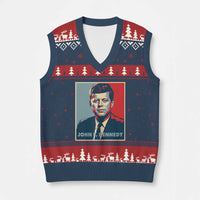 John F Kennedy V-Neck Knit Sweater Vest American President History US Presidential Leader