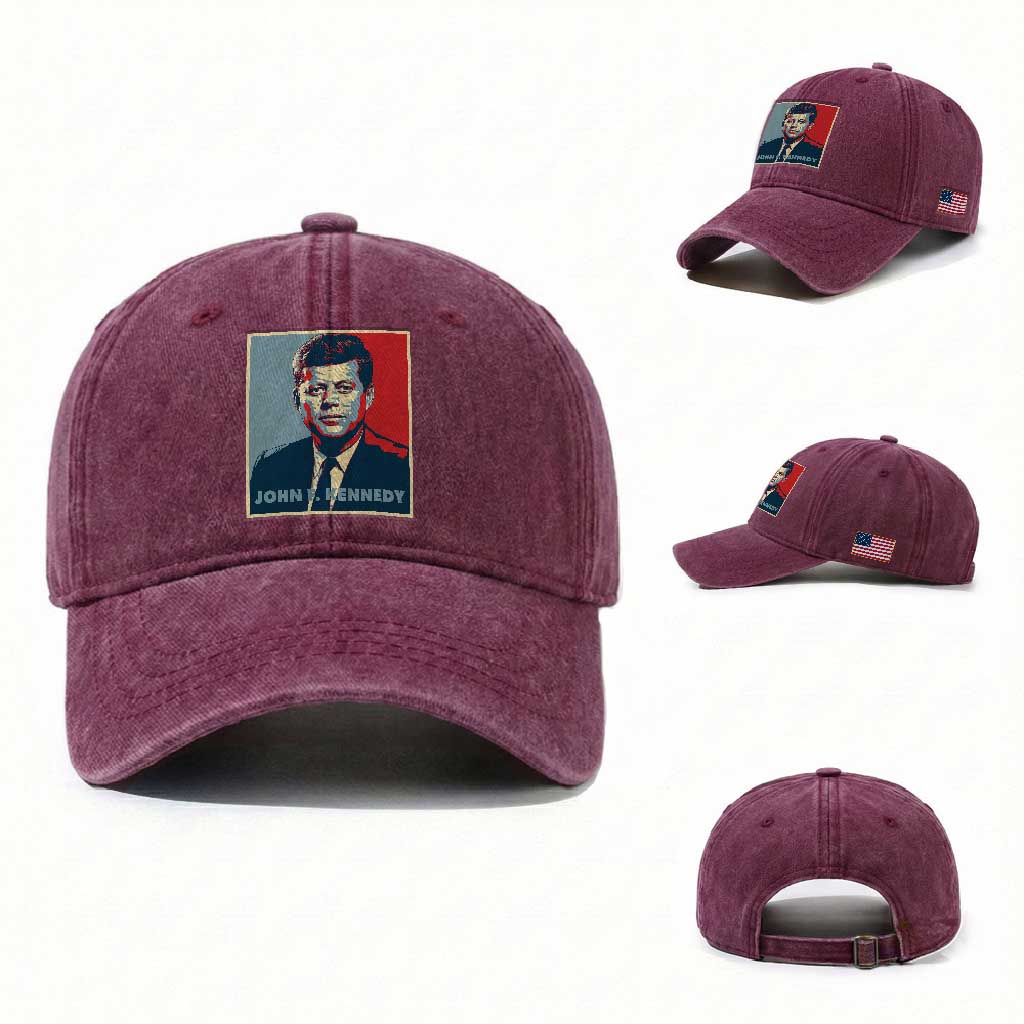 John F Kennedy Washed Cotton Baseball Cap American President History US Presidential Leader