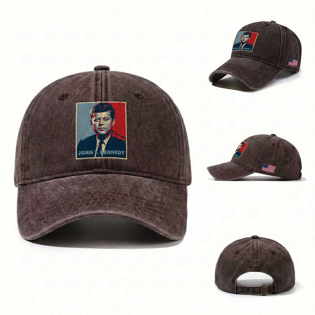 John F Kennedy Washed Cotton Baseball Cap American President History US Presidential Leader