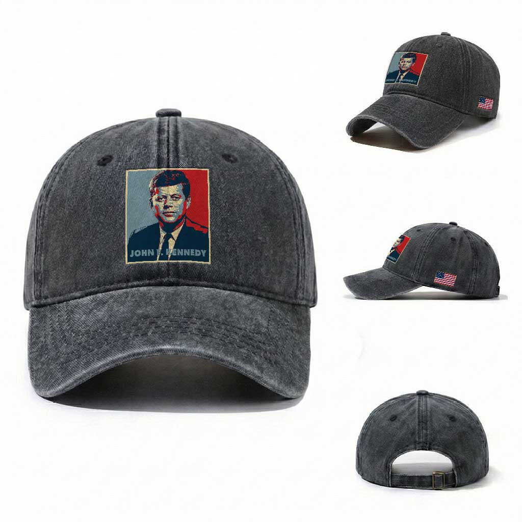 John F Kennedy Washed Cotton Baseball Cap American President History US Presidential Leader