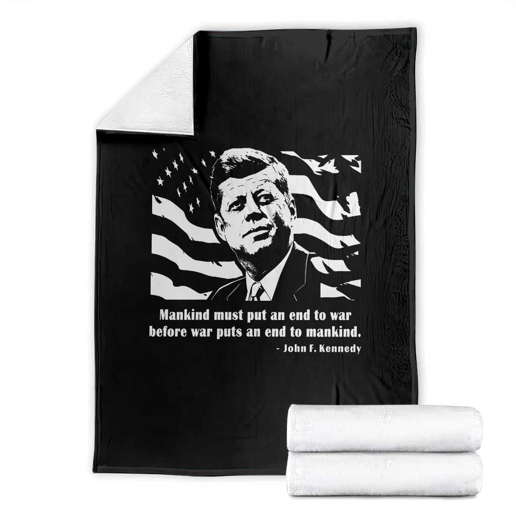 John F Kennedy Quote Throw Blanket American Flag US President