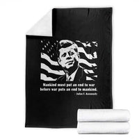 John F Kennedy Quote Throw Blanket American Flag US President