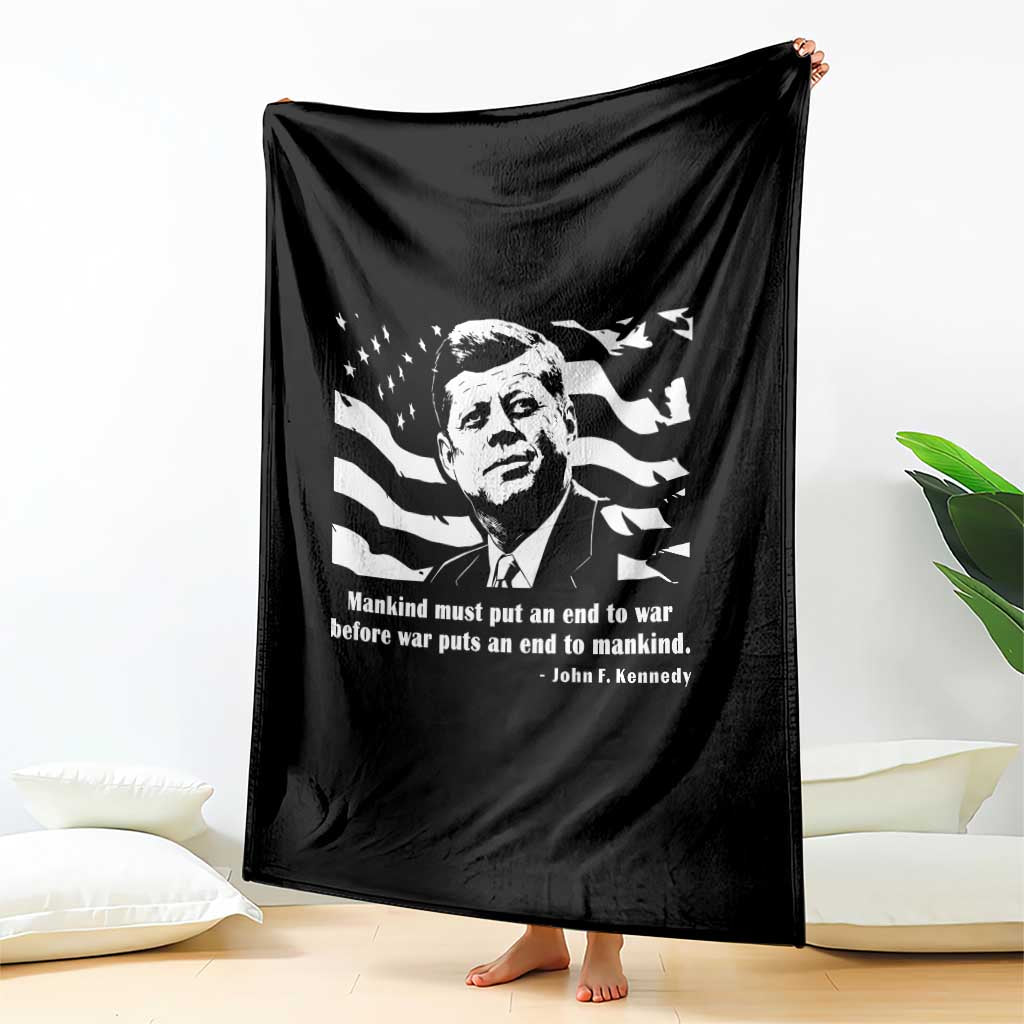 John F Kennedy Quote Throw Blanket American Flag US President