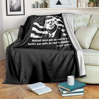 John F Kennedy Quote Throw Blanket American Flag US President