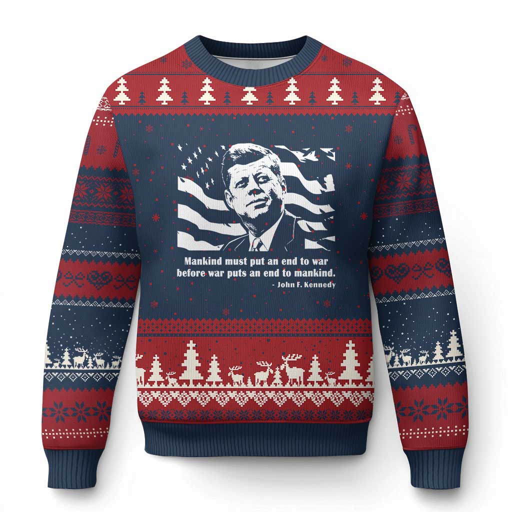 John F Kennedy Quote Ugly Christmas Sweater American Flag US President