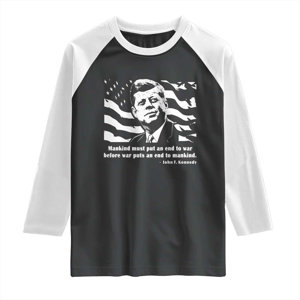 John F Kennedy Quote Raglan Shirt American Flag US President