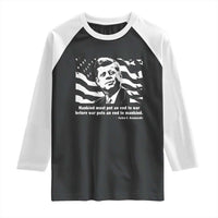 John F Kennedy Quote Raglan Shirt American Flag US President