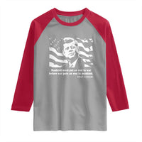 John F Kennedy Quote Raglan Shirt American Flag US President