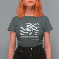 John F Kennedy Quote T Shirt For Women American Flag US President