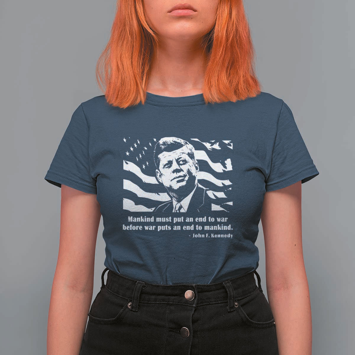 John F Kennedy Quote T Shirt For Women American Flag US President
