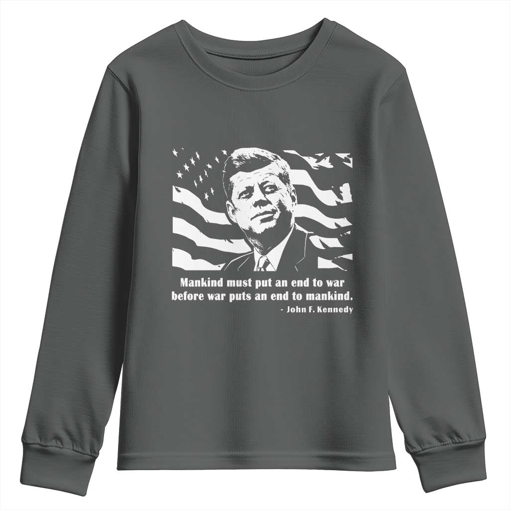 John F Kennedy Quote Youth Sweatshirt American Flag US President