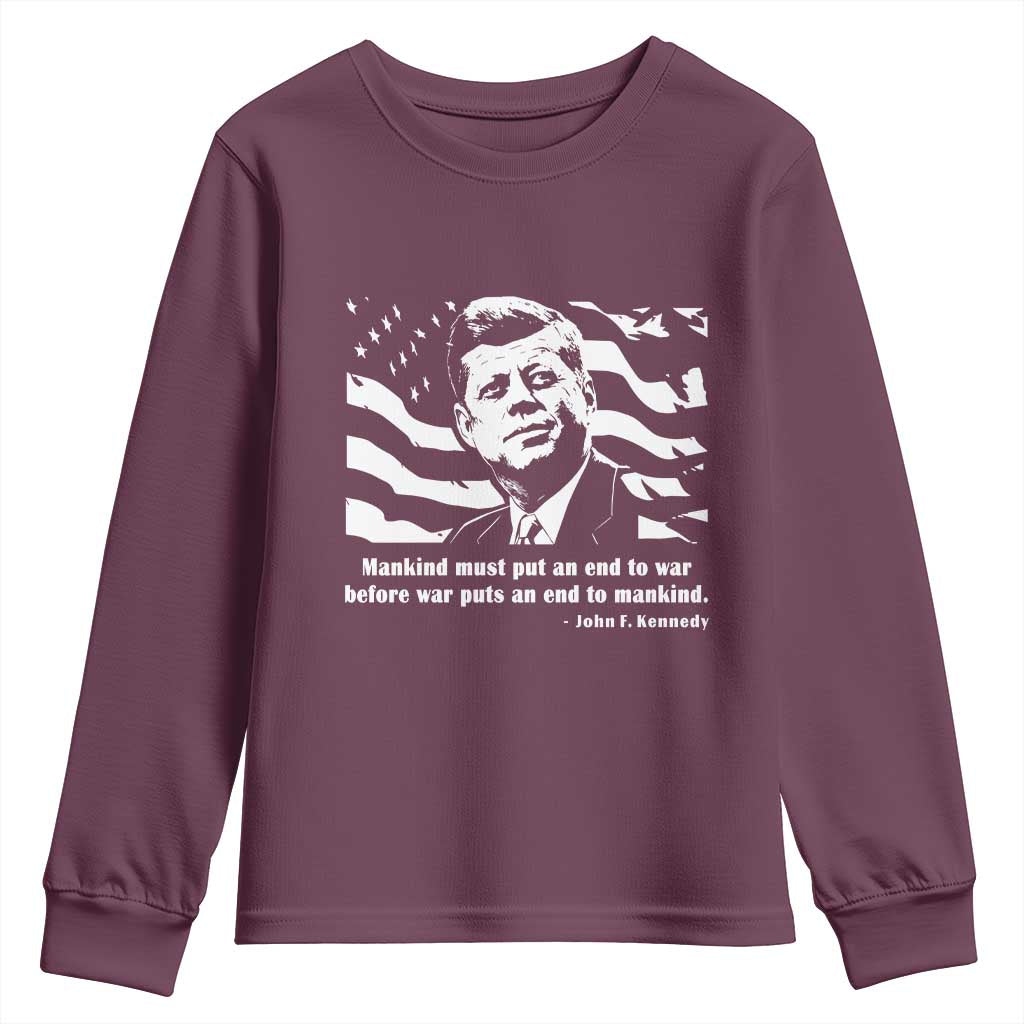 John F Kennedy Quote Youth Sweatshirt American Flag US President