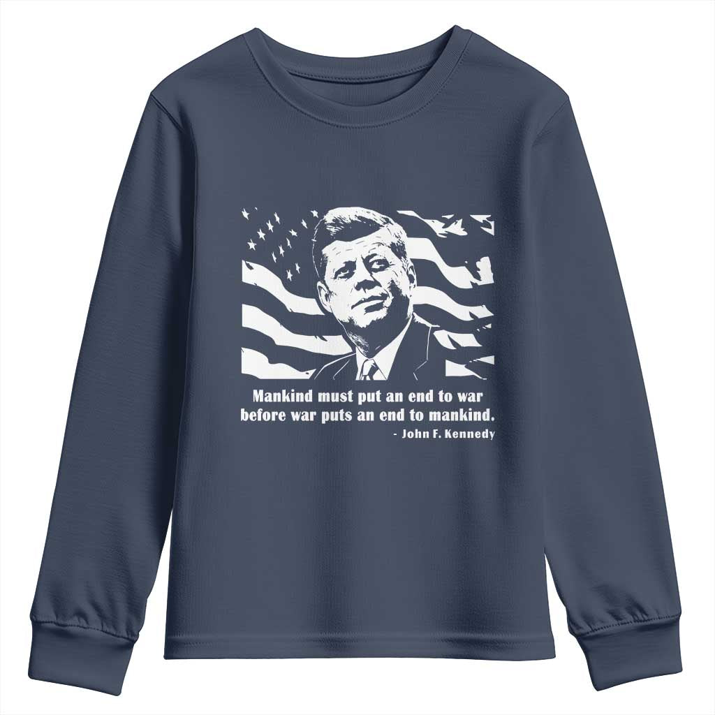 John F Kennedy Quote Youth Sweatshirt American Flag US President