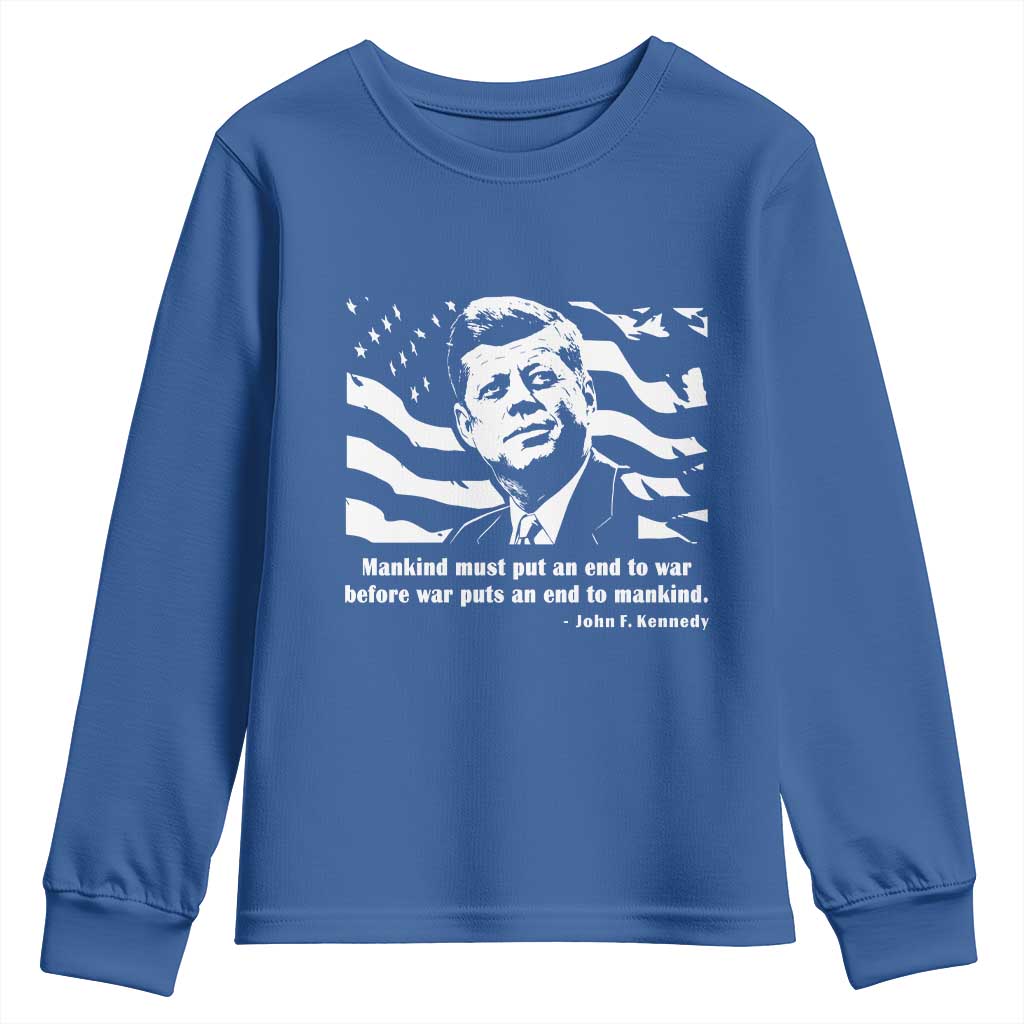 John F Kennedy Quote Youth Sweatshirt American Flag US President