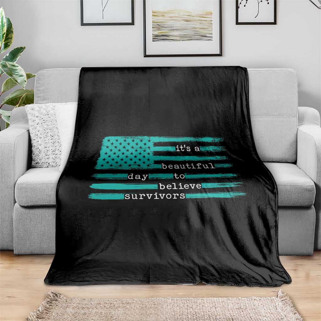 Sexual Assault Awareness Throw Blanket It's a Beautiful Day To Believe Survivors