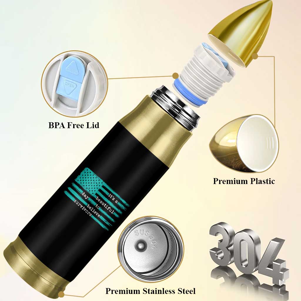 Sexual Assault Awareness Bullet Tumbler It's a Beautiful Day To Believe Survivors