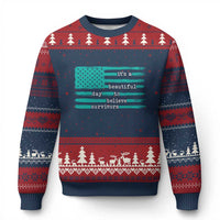 Sexual Assault Awareness Ugly Christmas Sweater It's a Beautiful Day To Believe Survivors