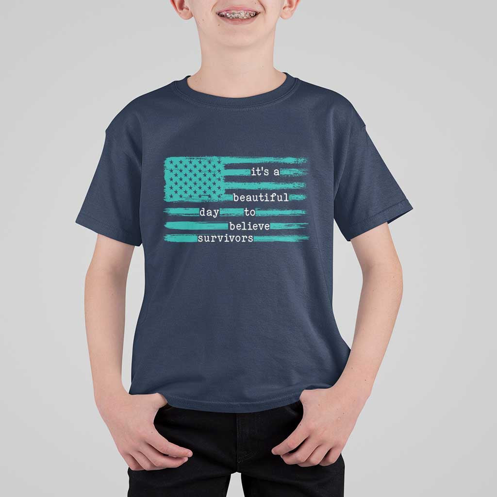 Sexual Assault Awareness T Shirt For Kid It's a Beautiful Day To Believe Survivors