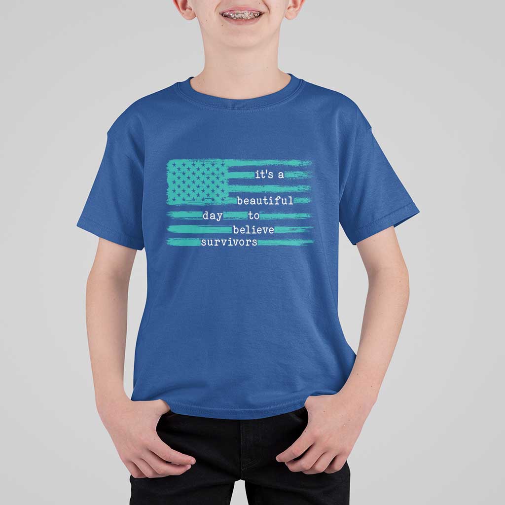Sexual Assault Awareness T Shirt For Kid It's a Beautiful Day To Believe Survivors