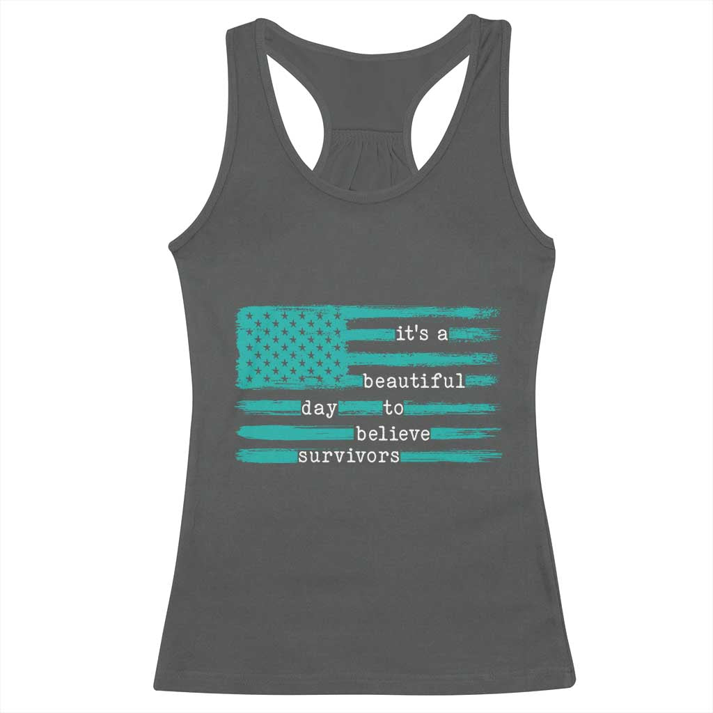Sexual Assault Awareness Racerback Tank Top It's a Beautiful Day To Believe Survivors