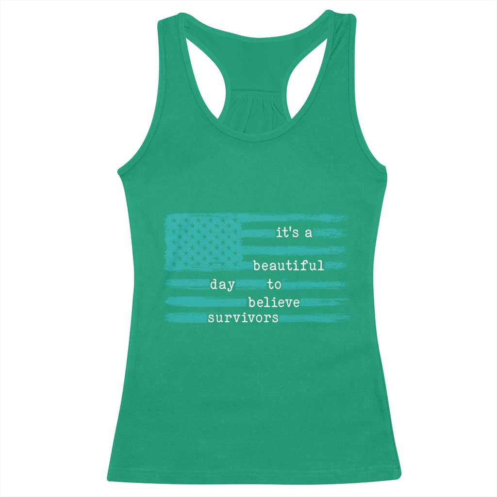 Sexual Assault Awareness Racerback Tank Top It's a Beautiful Day To Believe Survivors