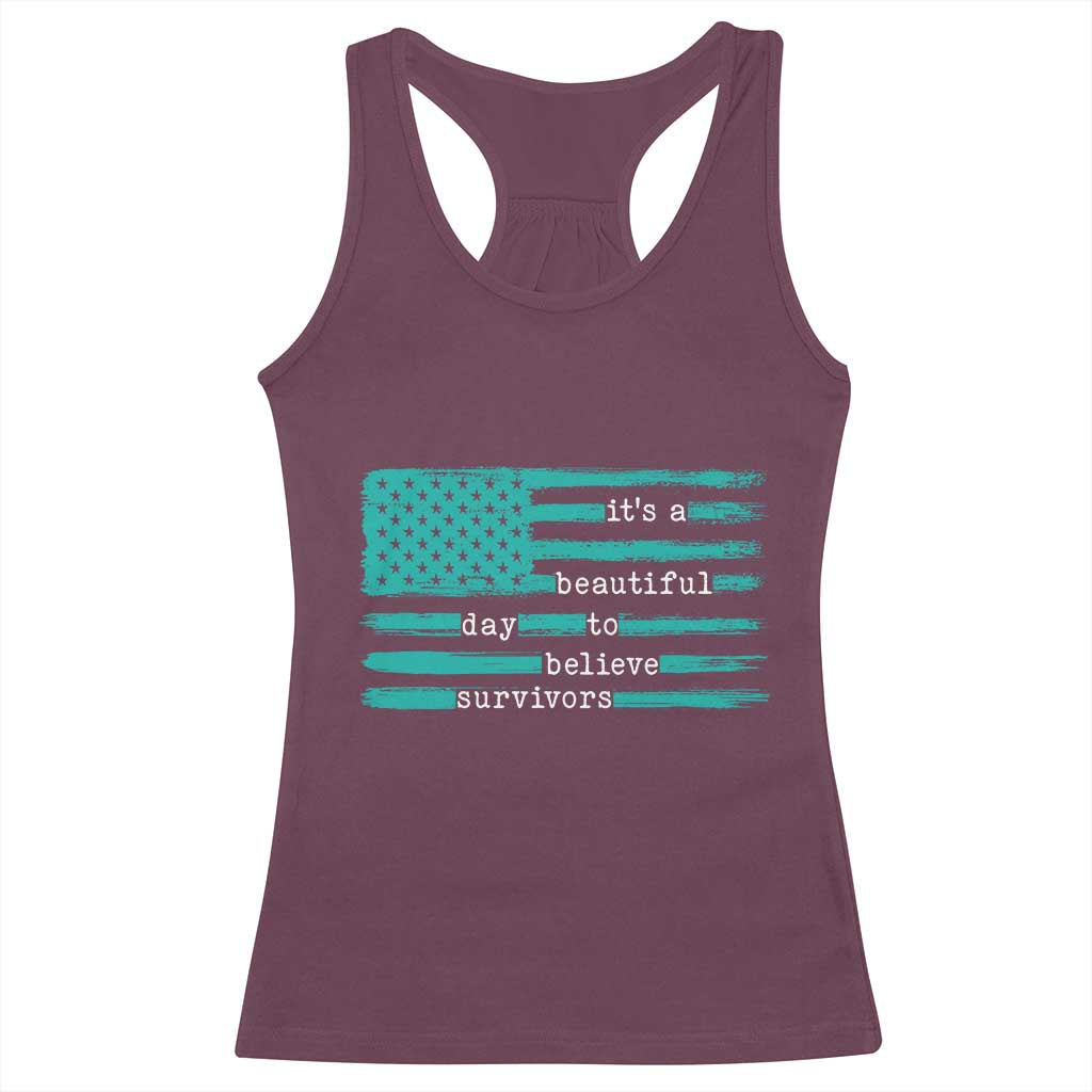 Sexual Assault Awareness Racerback Tank Top It's a Beautiful Day To Believe Survivors