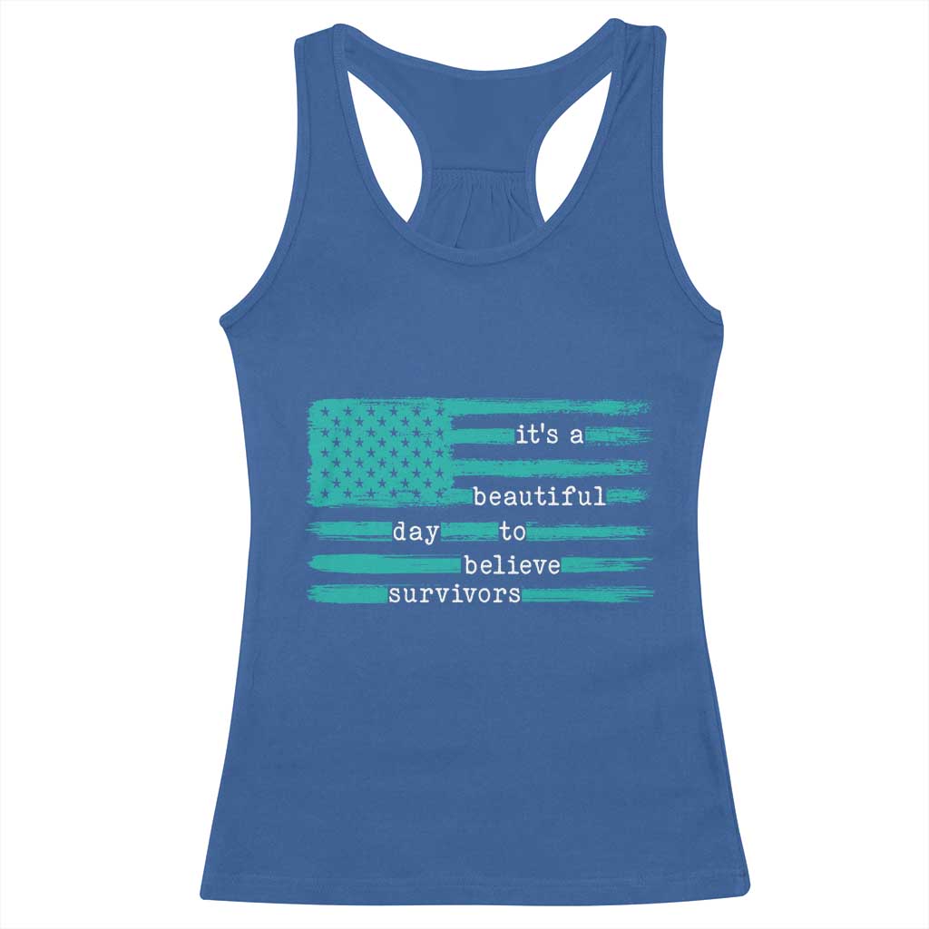 Sexual Assault Awareness Racerback Tank Top It's a Beautiful Day To Believe Survivors