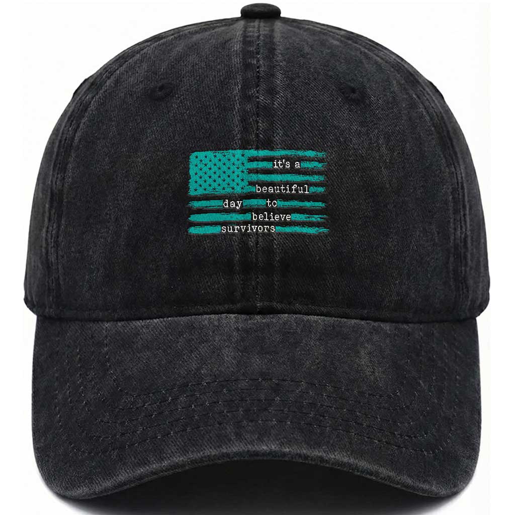 Sexual Assault Awareness Washed Cotton Baseball Cap It's a Beautiful Day To Believe Survivors