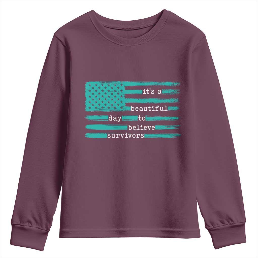 Sexual Assault Awareness Youth Sweatshirt It's a Beautiful Day To Believe Survivors