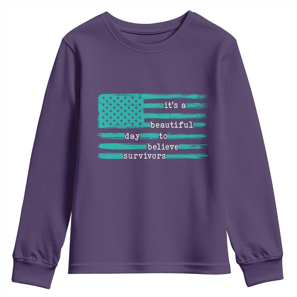 Sexual Assault Awareness Youth Sweatshirt It's a Beautiful Day To Believe Survivors