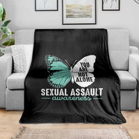 April Sexual Assault Awareness Throw Blanket Teal Ribbon Flower
