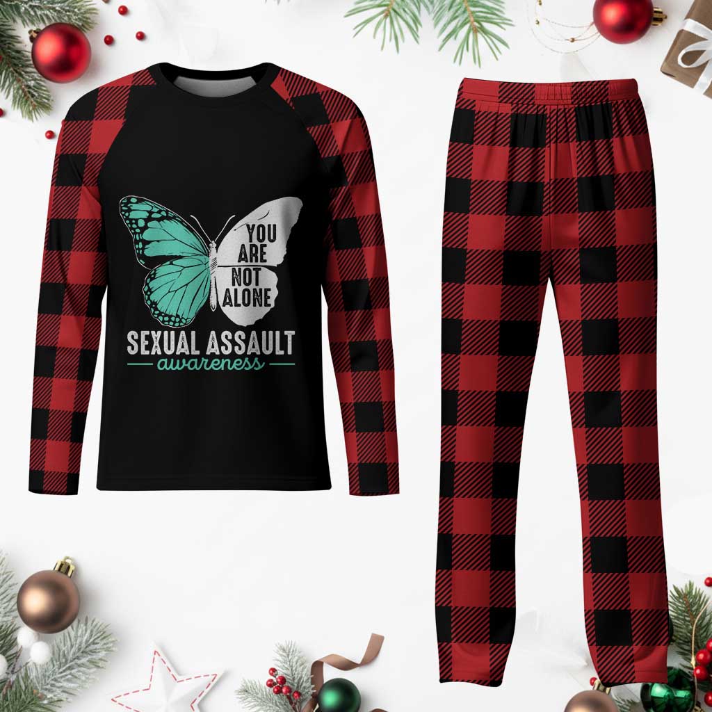 April Sexual Assault Awareness Plaid Pajama Set Teal Ribbon Flower