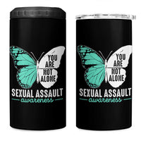 April Sexual Assault Awareness 4 in 1 Can Cooler Tumbler Teal Ribbon Flower